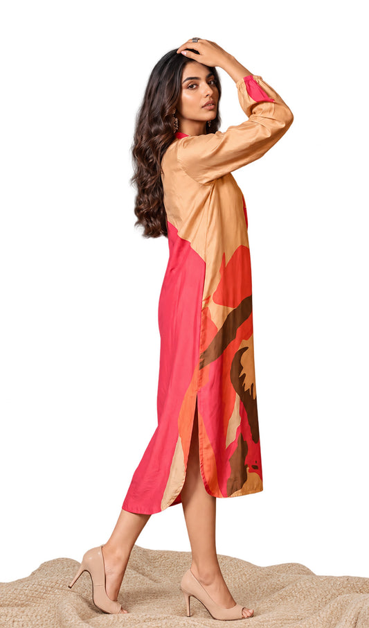 Freesia Flair Beige Dress