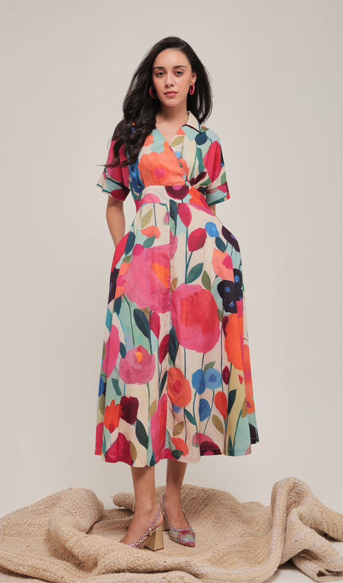 Garden Whril Midi Dress