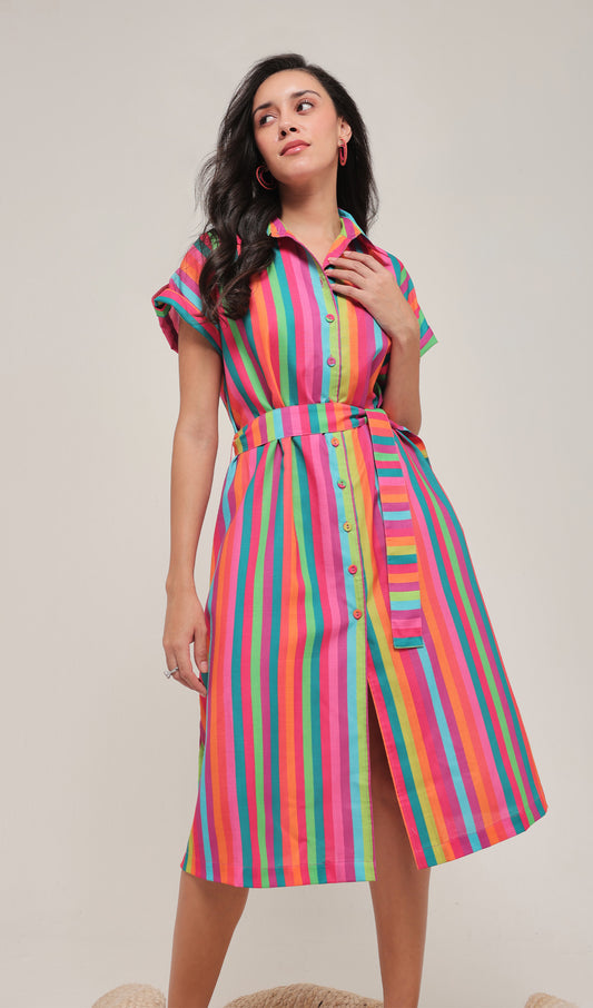 Corfu Colors Midi Shirt Dress