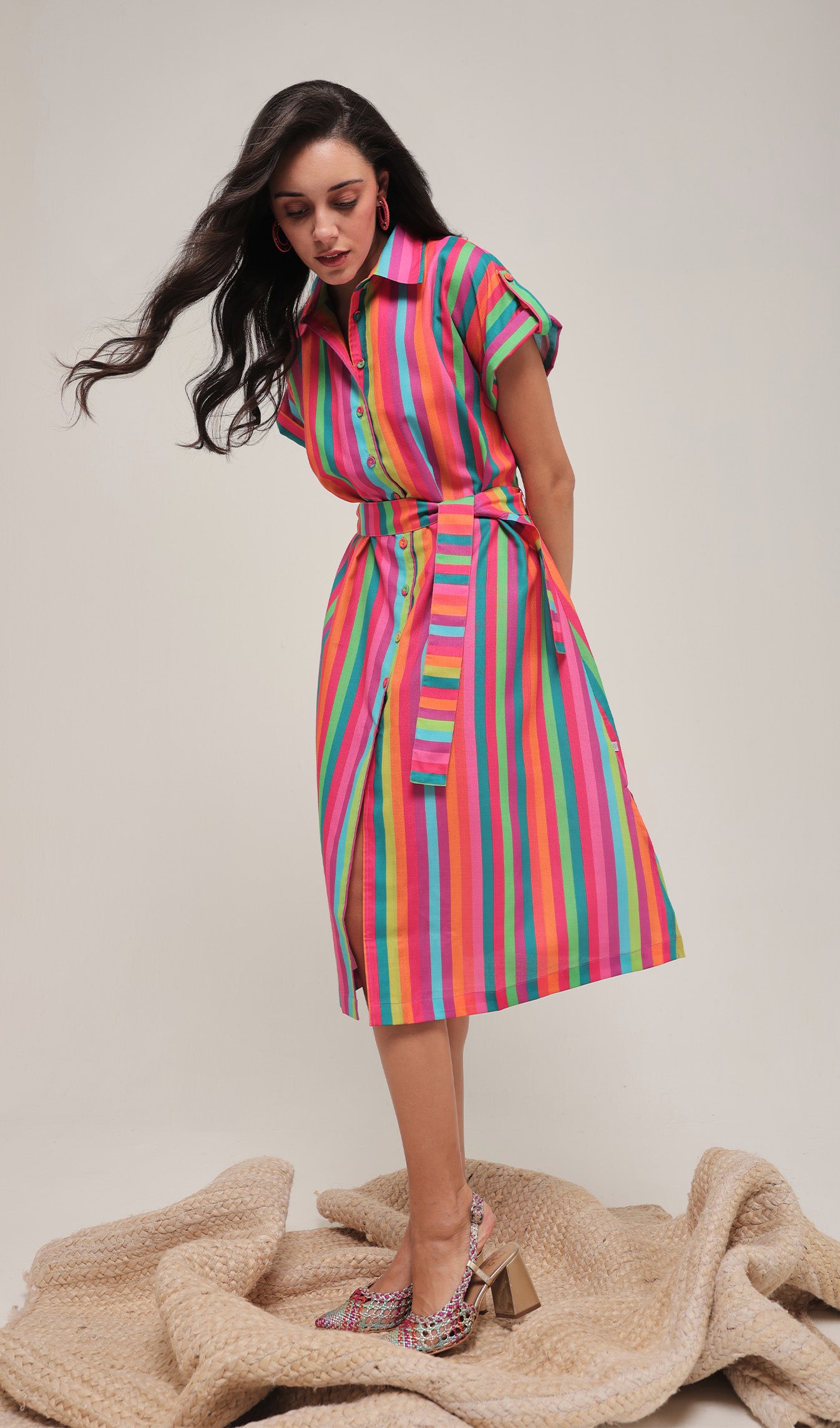 Corfu Colors Midi Shirt Dress