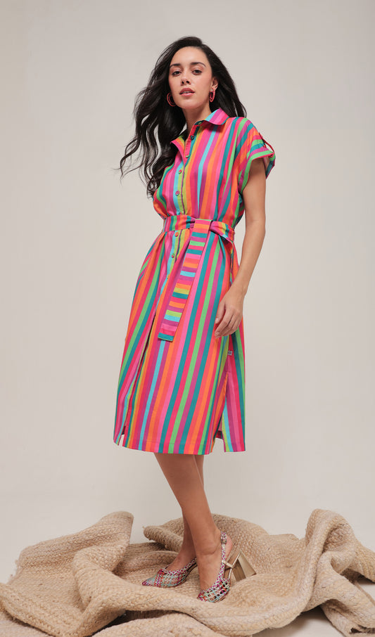 Corfu Colors Midi Shirt Dress
