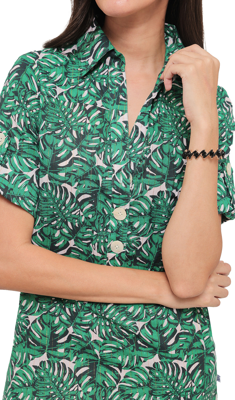 Golden Leaves Shirt Dress