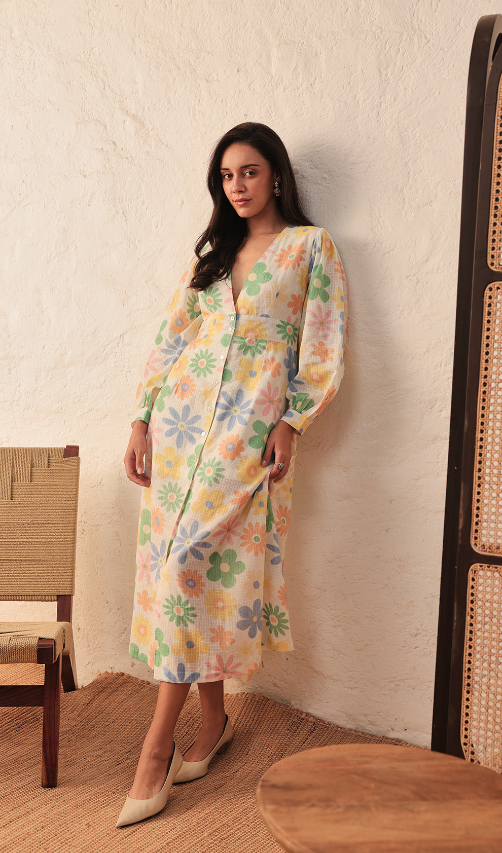 Colourful Petals Bora  Midi Dress