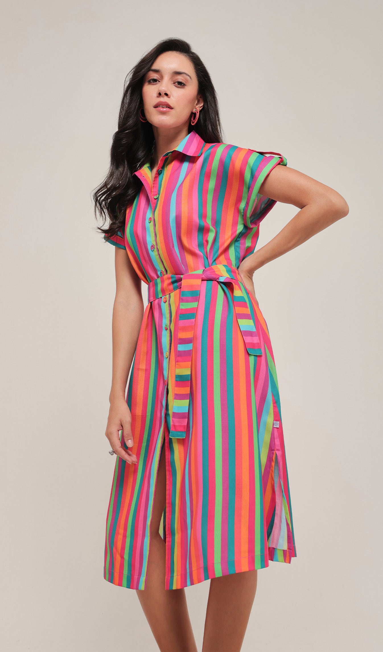 Corfu Colors Midi Shirt Dress