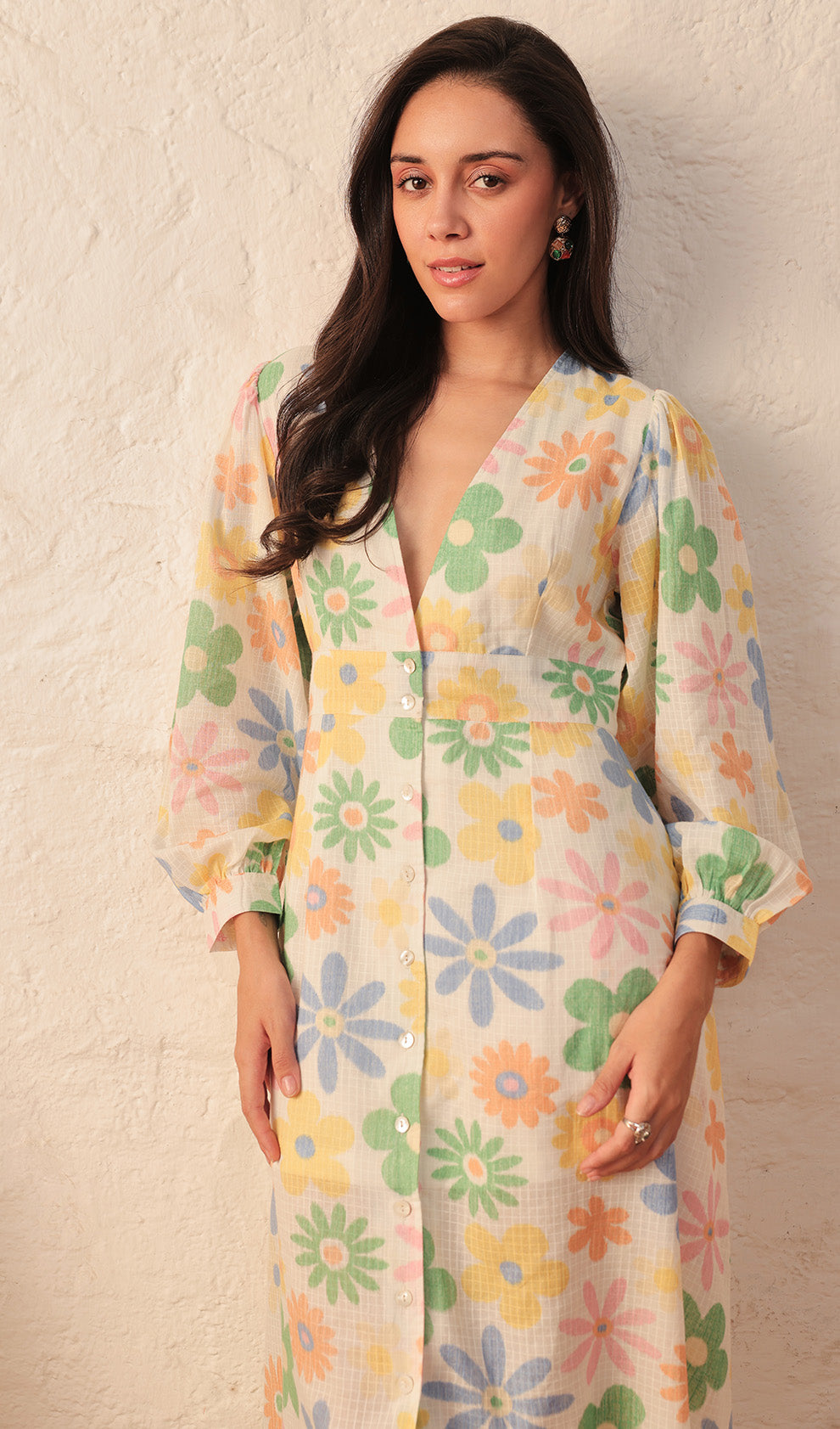 Colourful Petals Bora  Midi Dress
