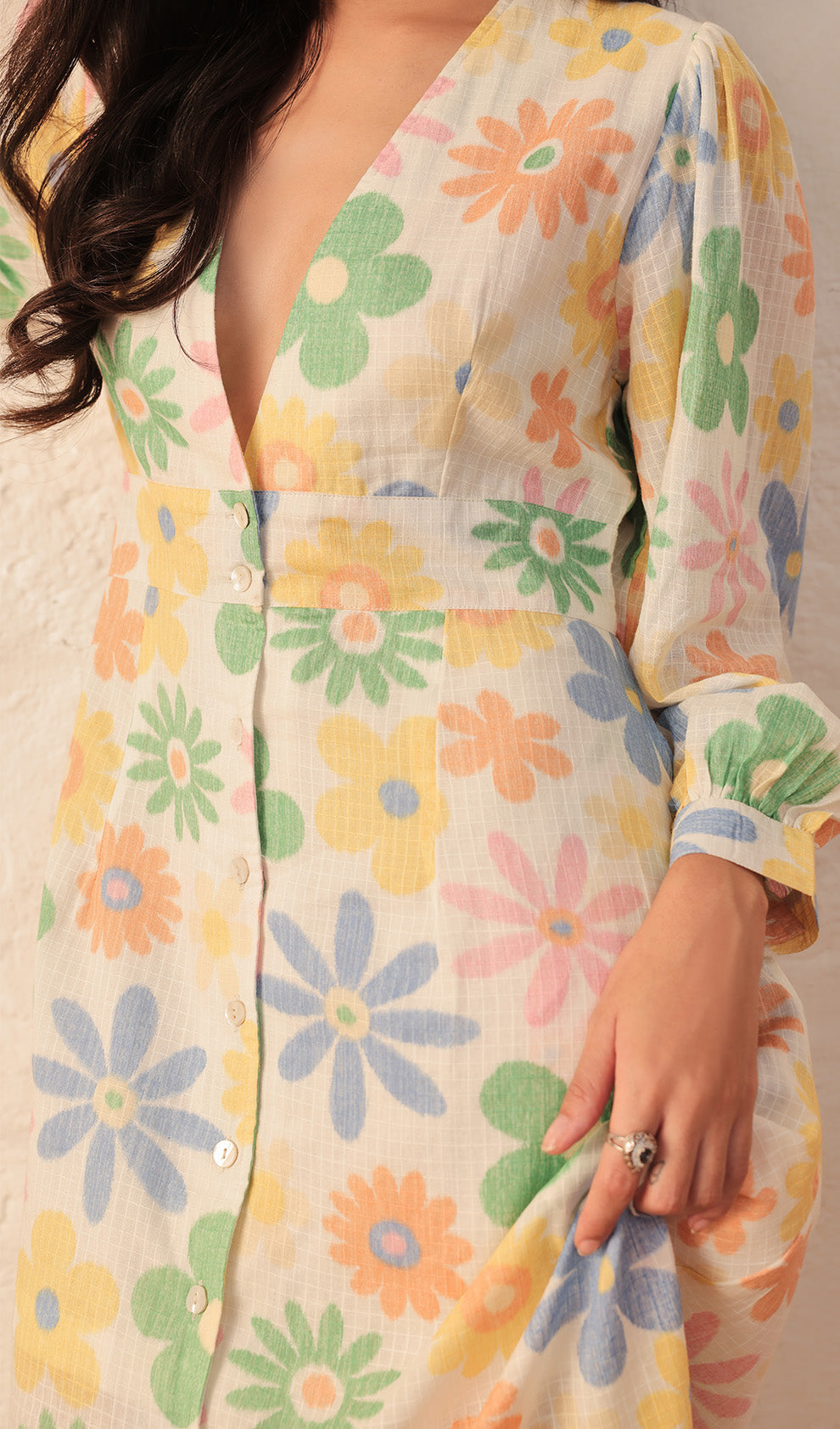Colourful Petals Bora  Midi Dress