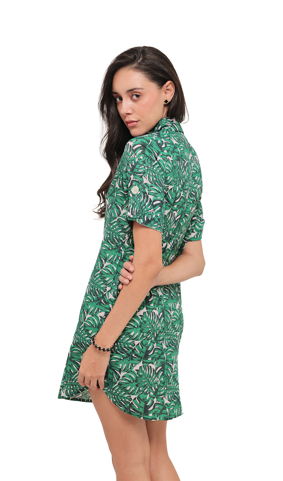 Golden Leaves Shirt Dress