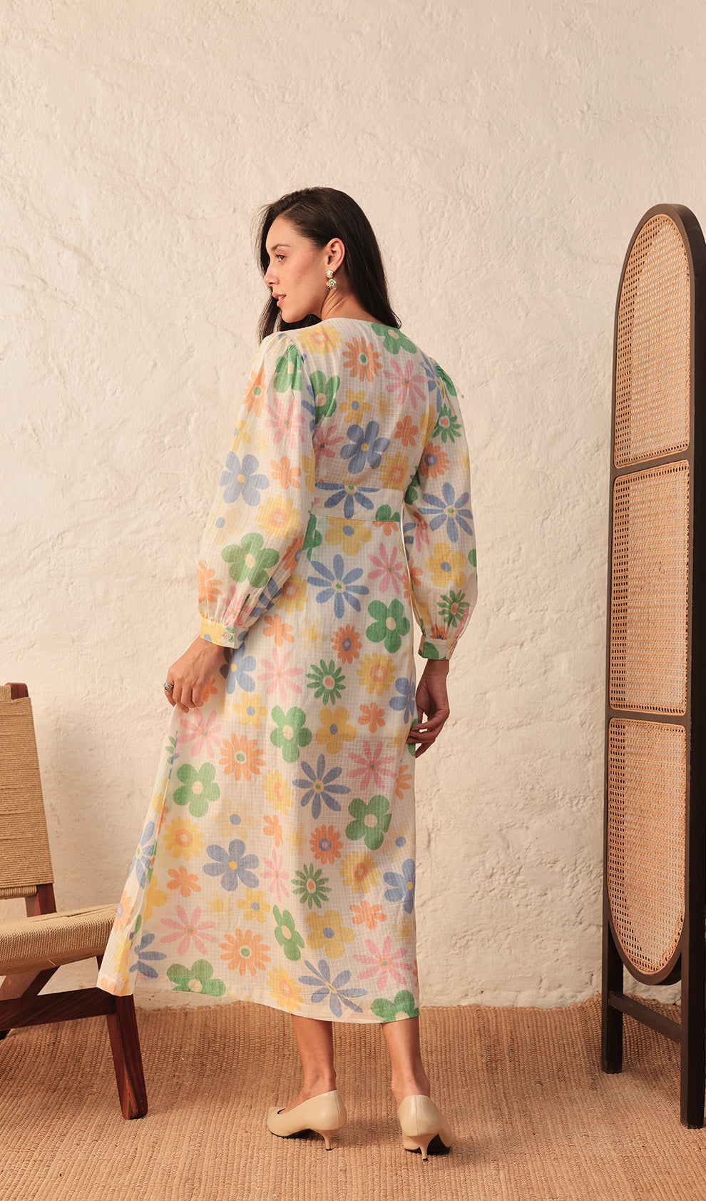 Colourful Petals Bora  Midi Dress