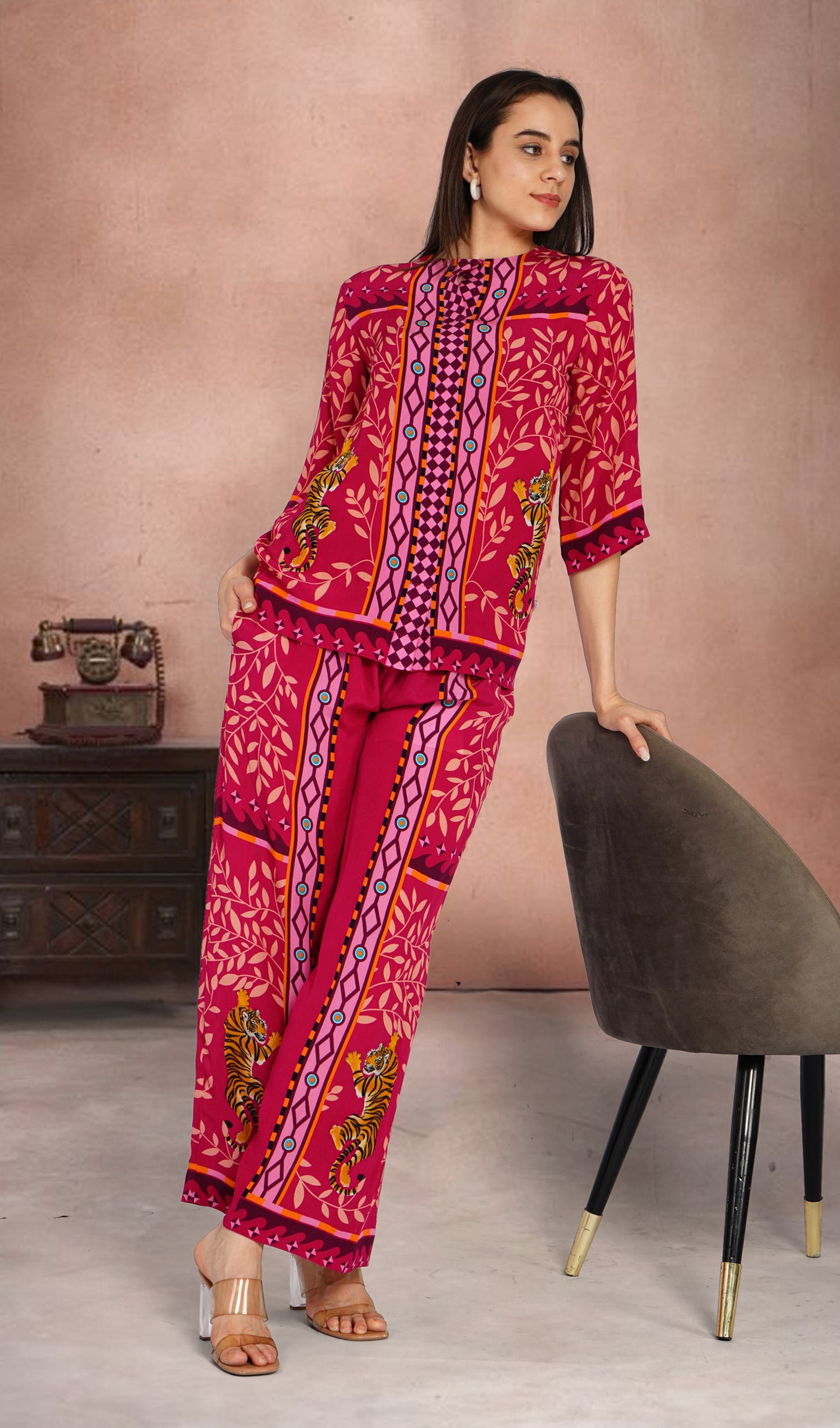 Gardenia Grace Burgundy Co-ord Set