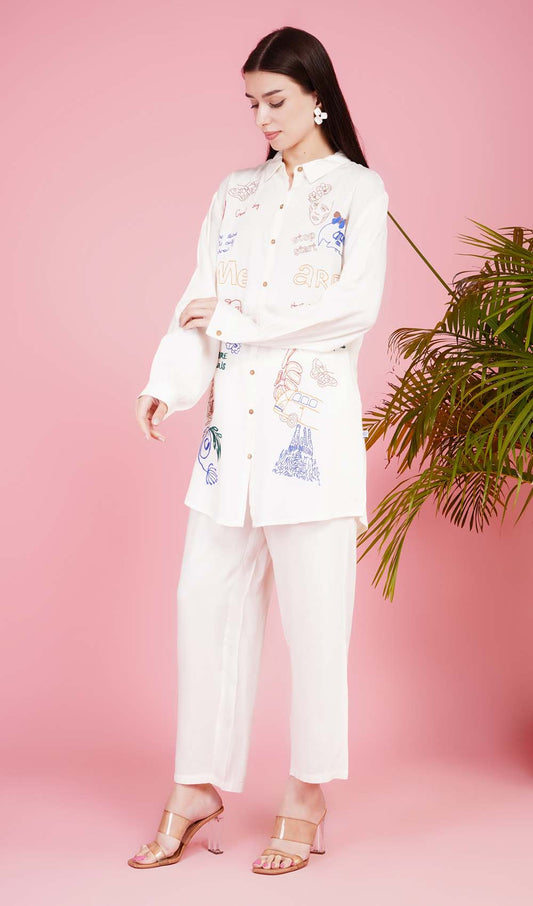 Cypress Charm Off-white Co-ord Set